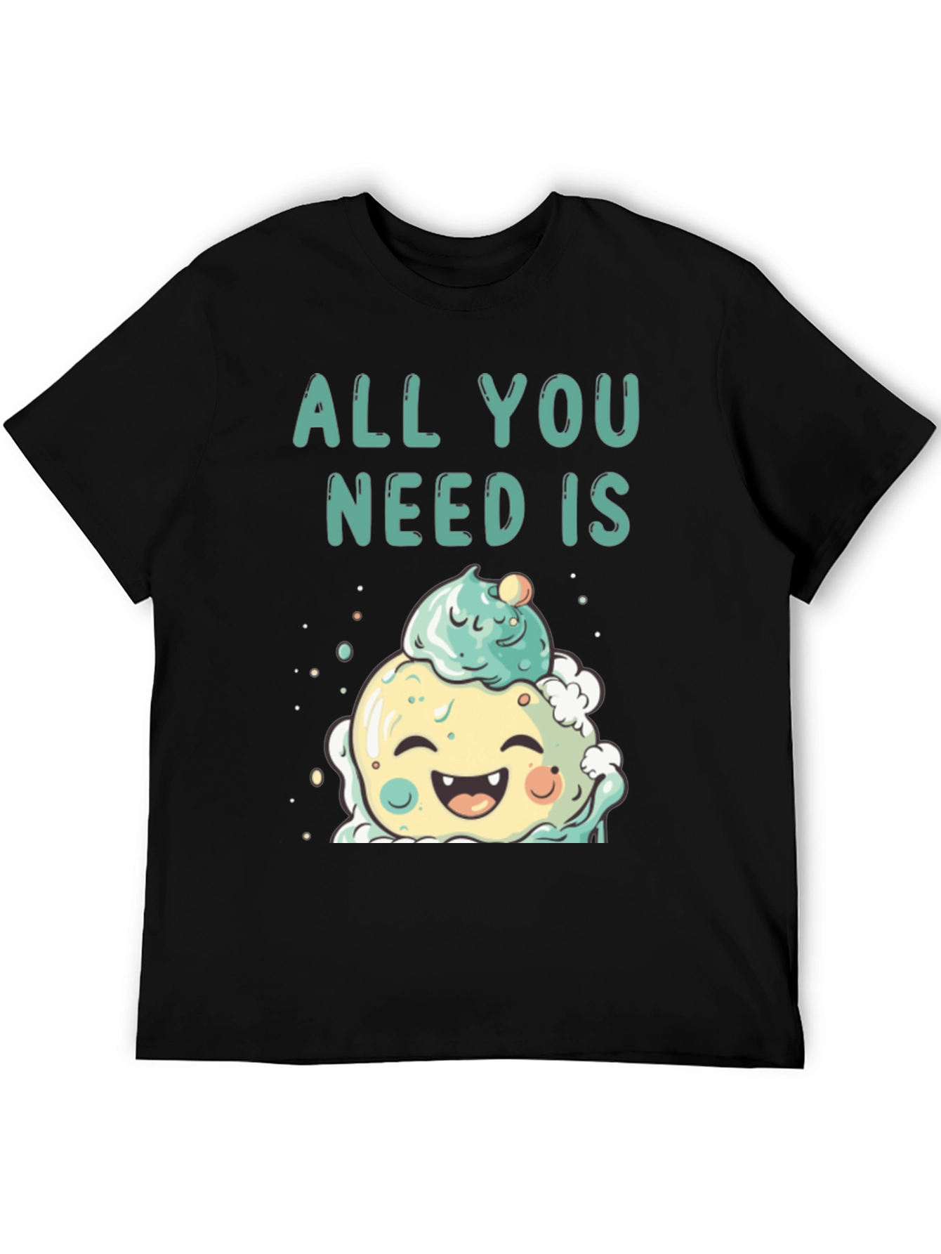 Camiseta Negra con Diseño de Helado Kawaii