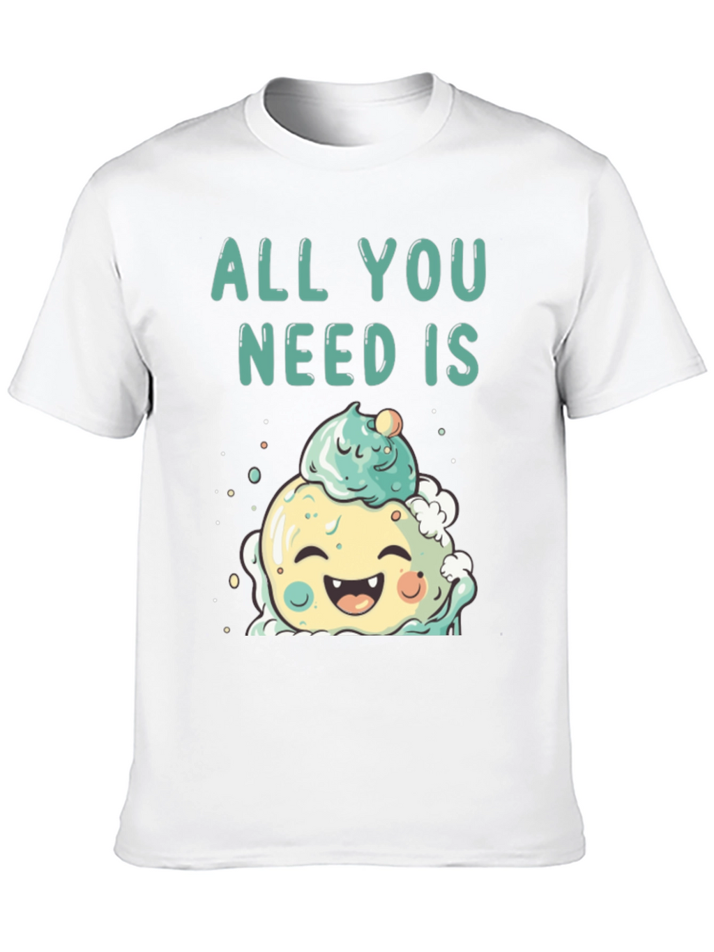 Camiseta Negra con Diseño de Helado Kawaii