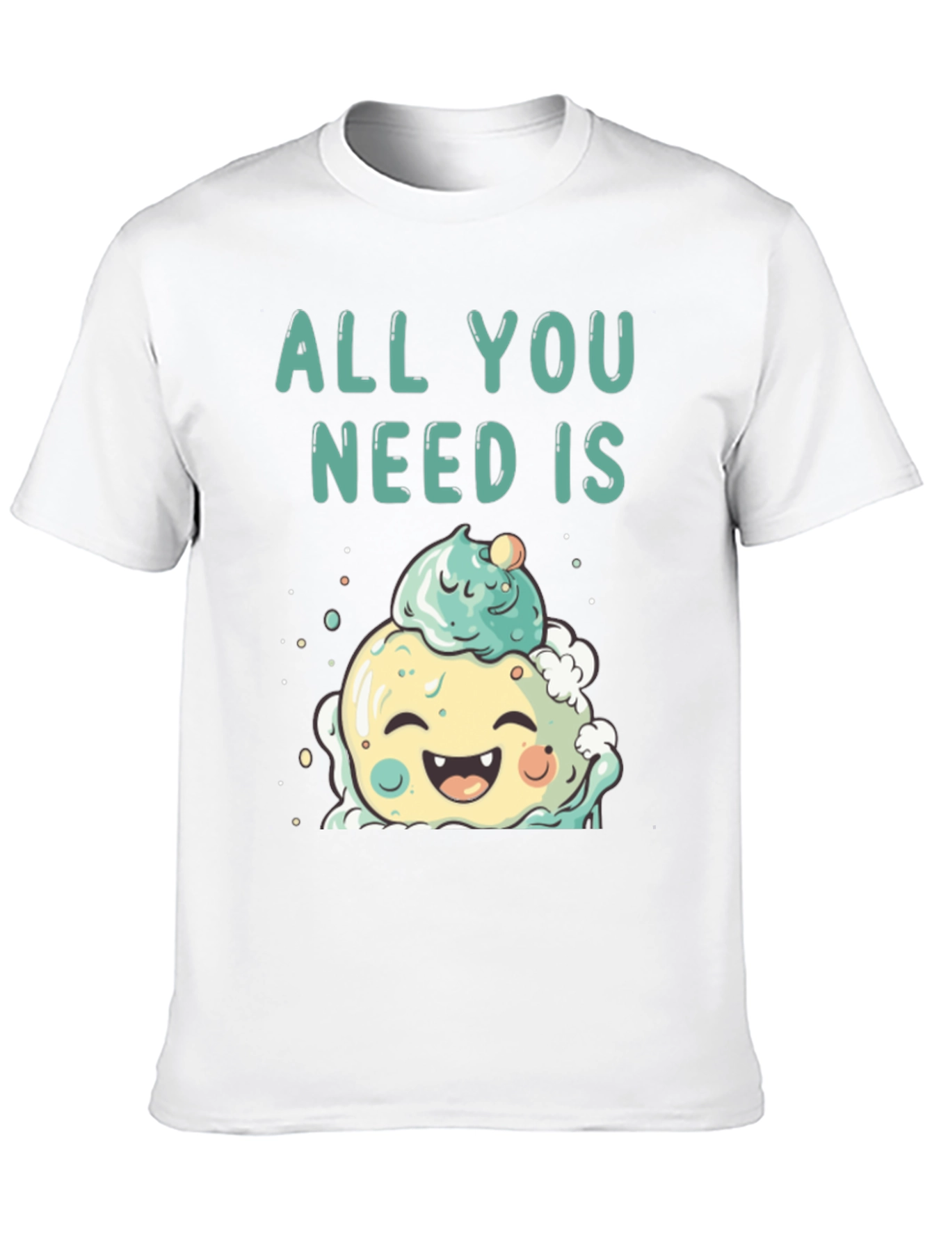 Camiseta Negra con Diseño de Helado Kawaii