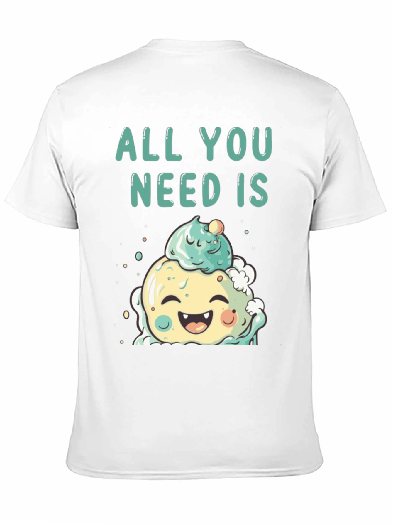 Camiseta Negra con Diseño de Helado Kawaii