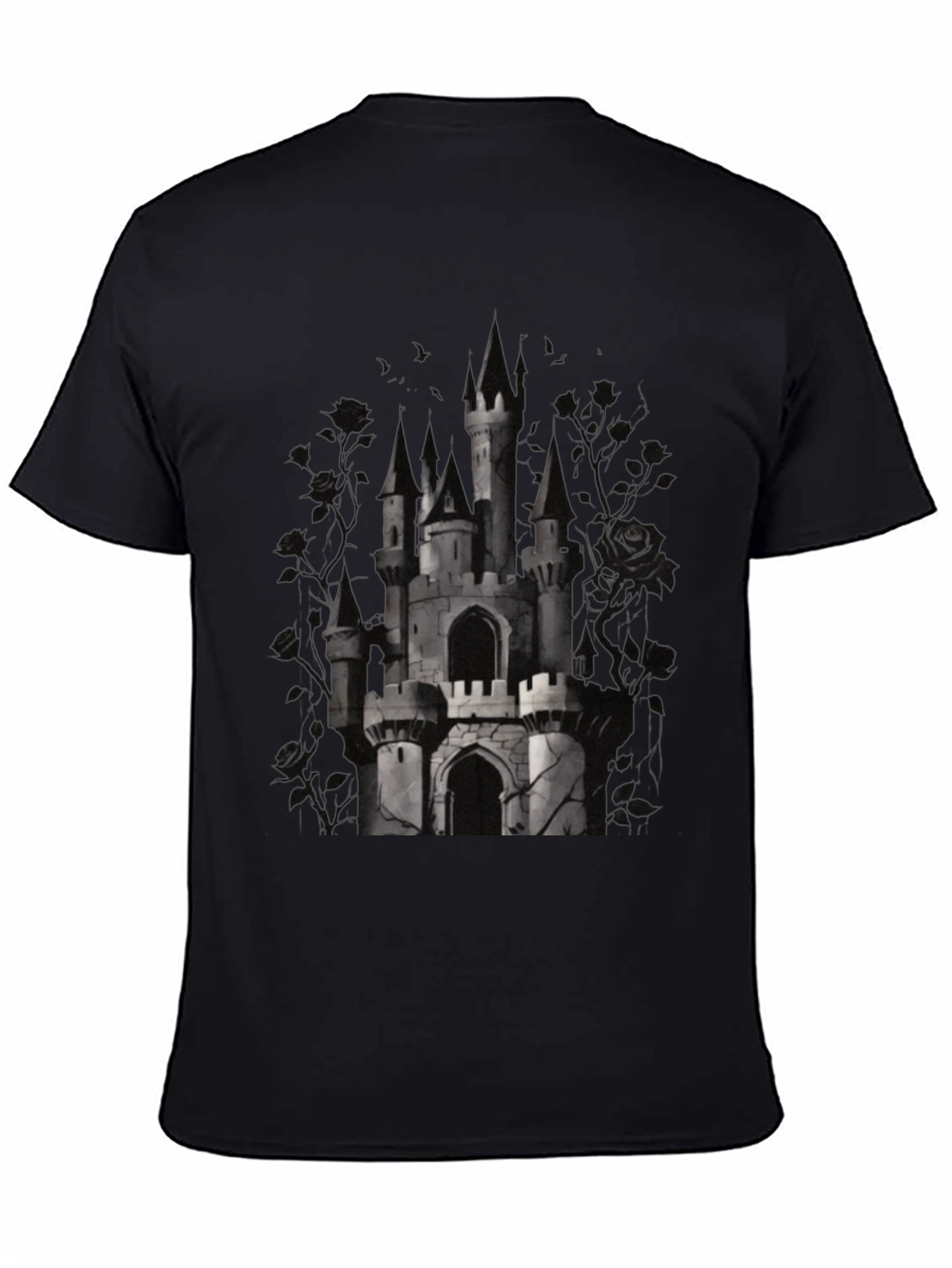 Camiseta Negra Castillo Gótico para Hombre