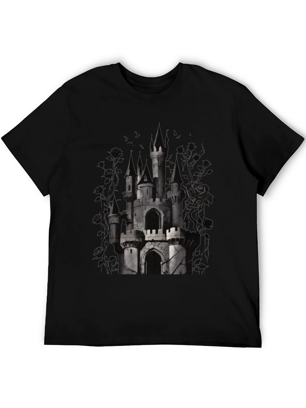 Camiseta Negra Castillo Gótico para Hombre