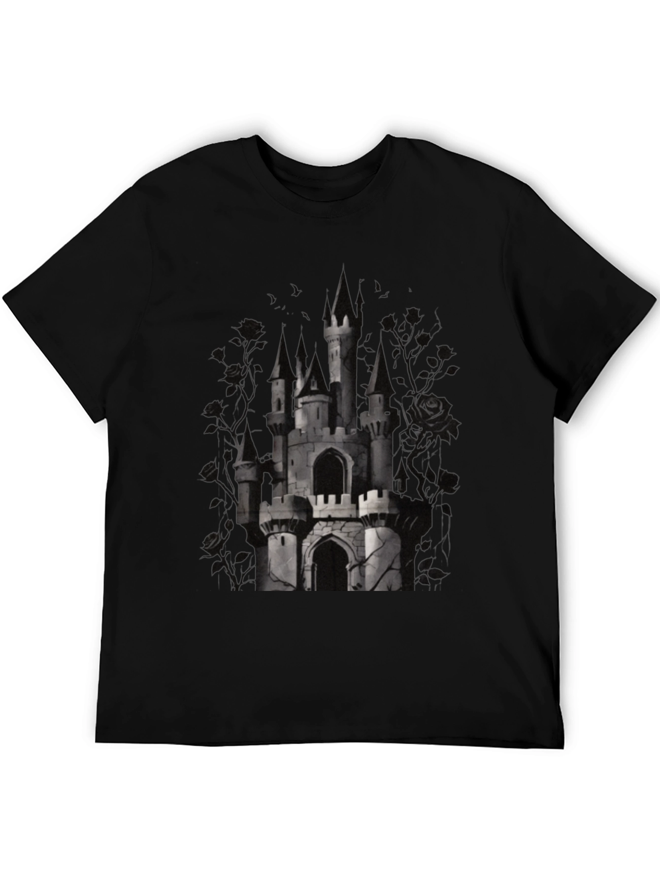 Camiseta Negra Castillo Gótico para Hombre