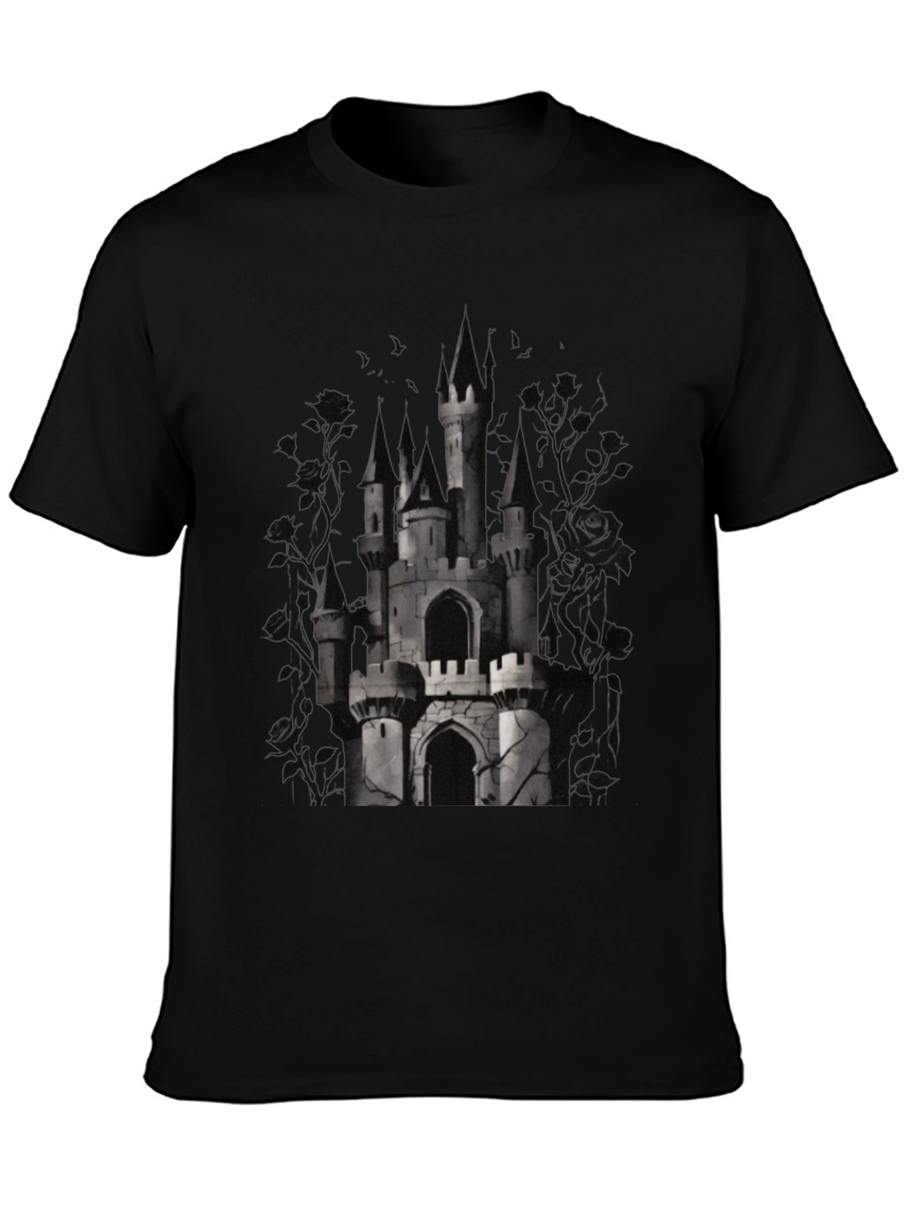 Camiseta Negra Castillo Gótico para Hombre