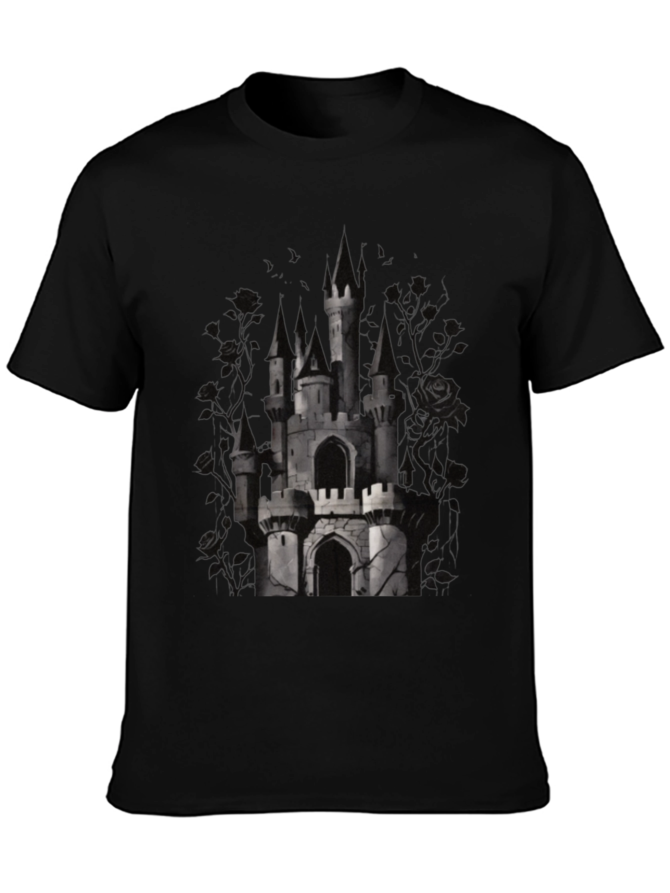 Camiseta Negra Castillo Gótico para Hombre