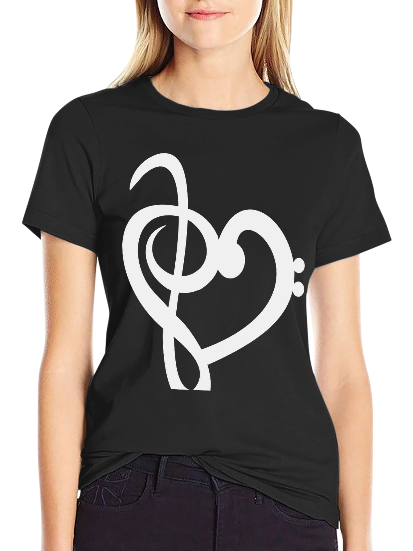 Camiseta Negra con Corazón Musical