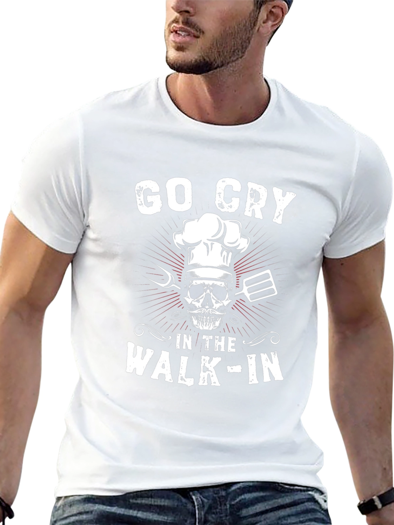 Camiseta Negra Chef Esqueleto - Go Cry In The Walk-In