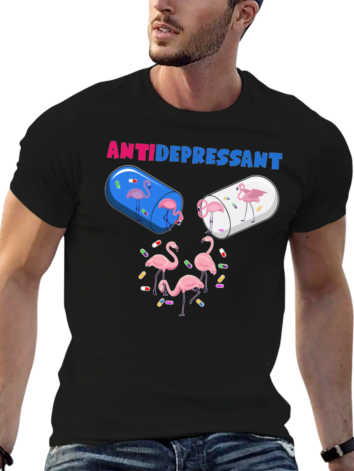 Camiseta Anti-Depresiva con Diseño de Flamencos
