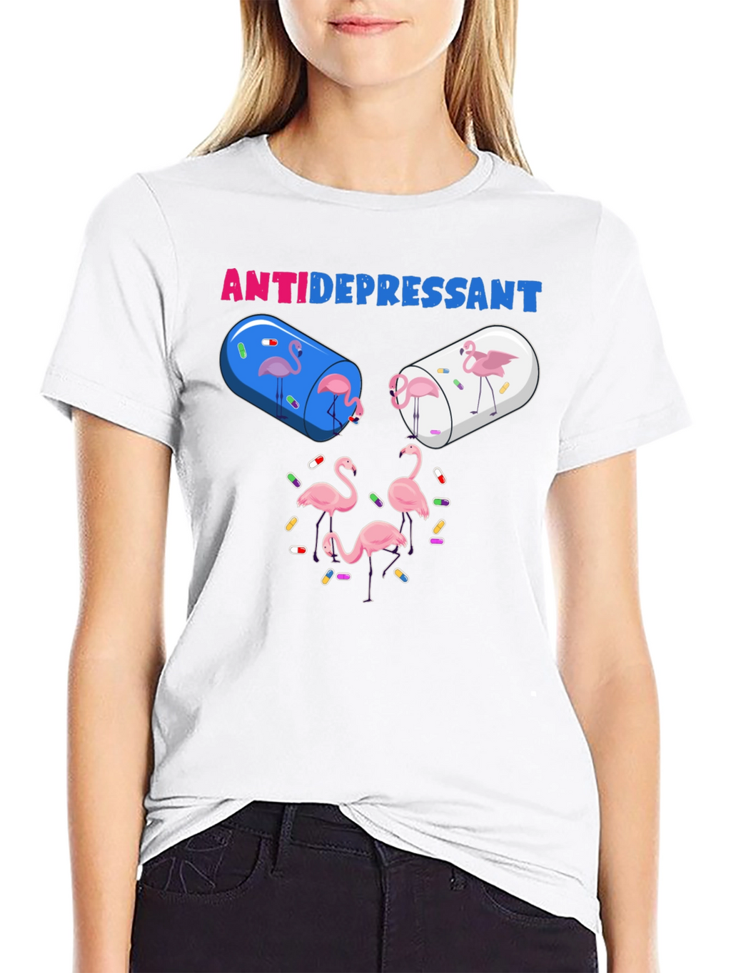 Camiseta Anti-Depresiva con Diseño de Flamencos