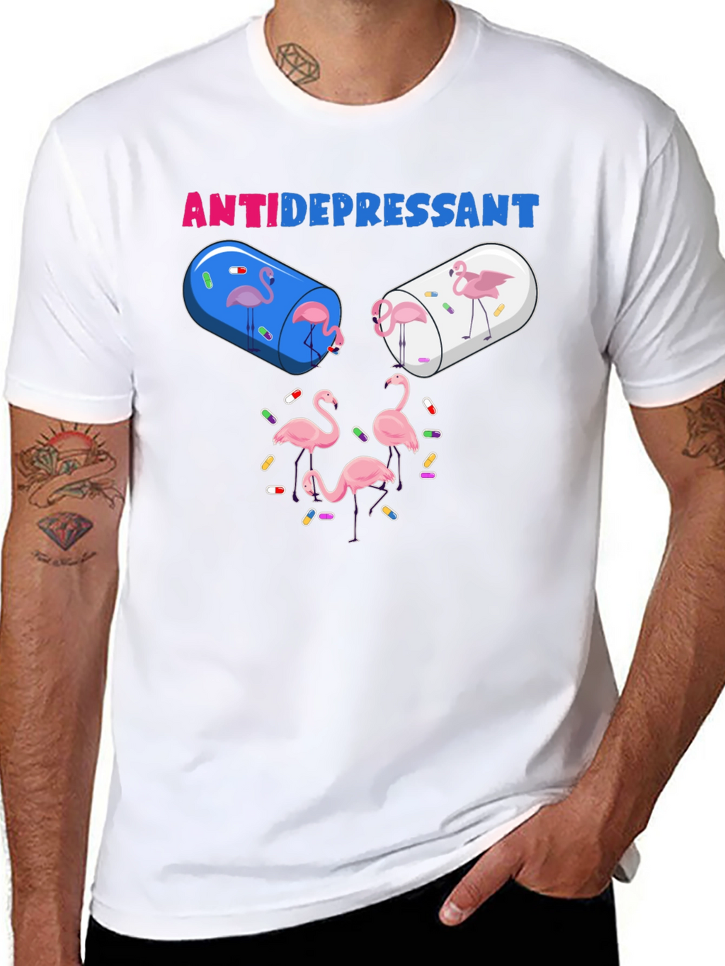 Camiseta Anti-Depresiva con Diseño de Flamencos