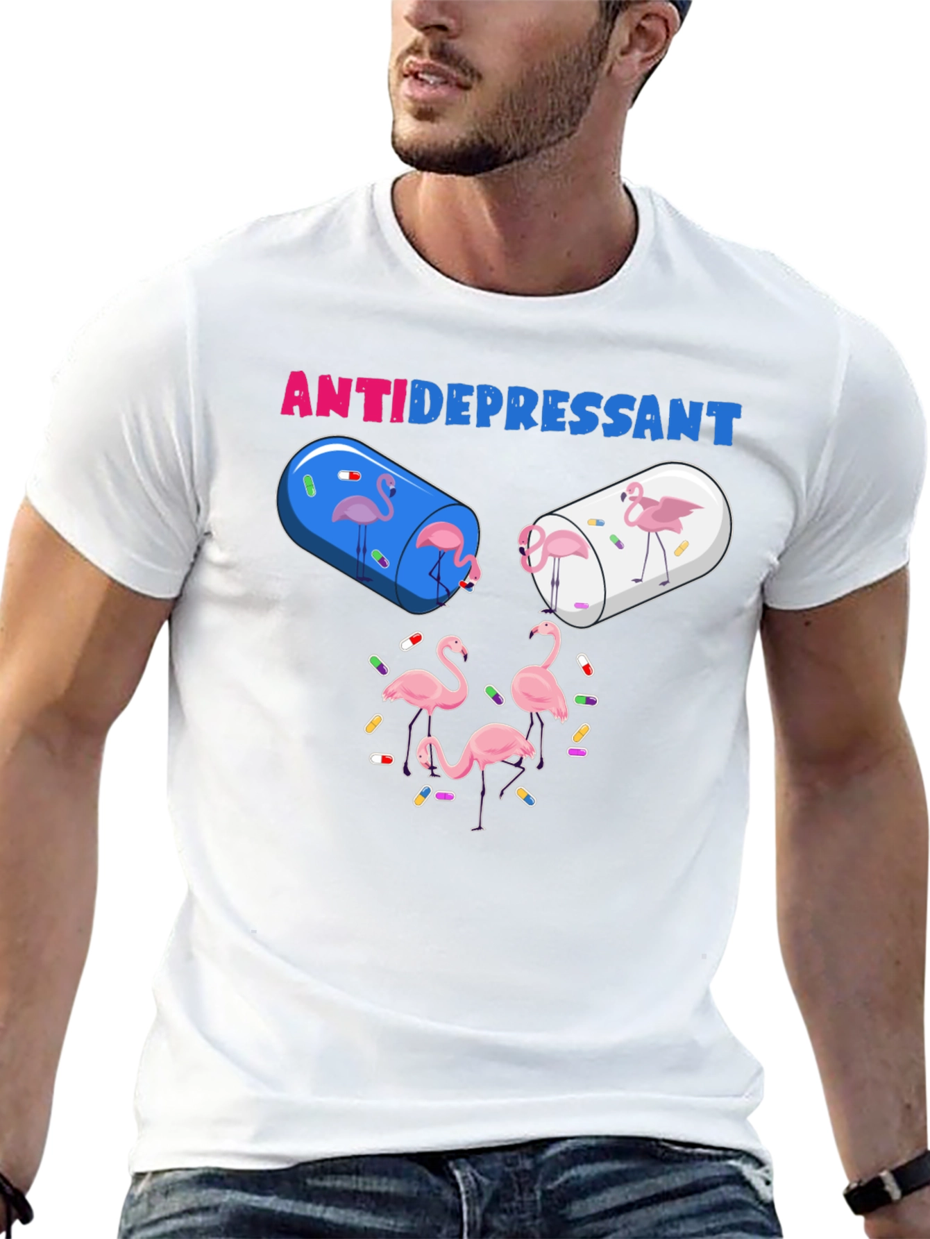 Camiseta Anti-Depresiva con Diseño de Flamencos
