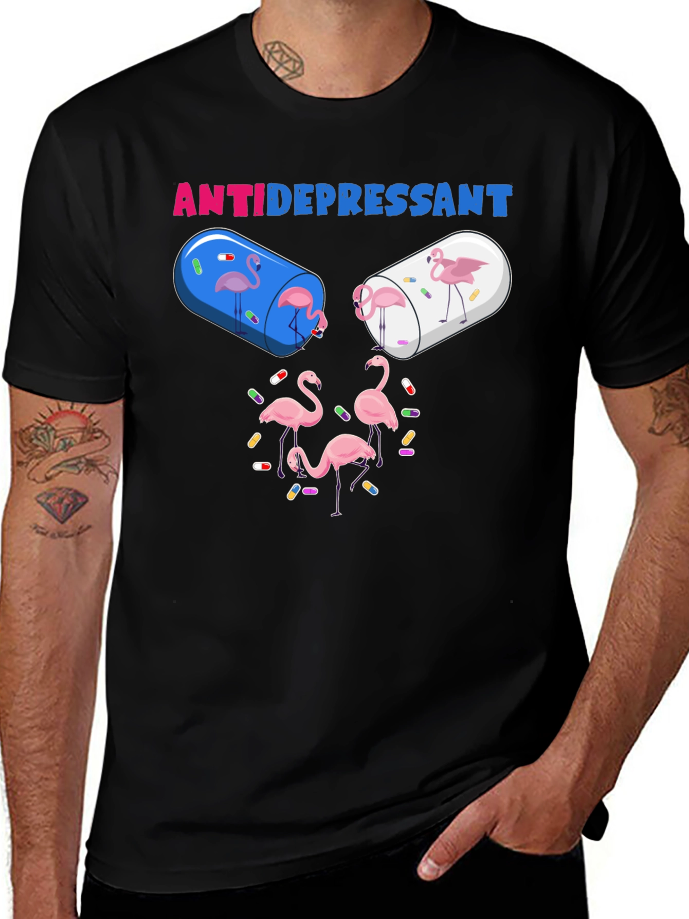 Camiseta Anti-Depresiva con Diseño de Flamencos