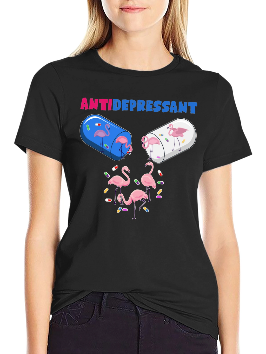 Camiseta Anti-Depresiva con Diseño de Flamencos