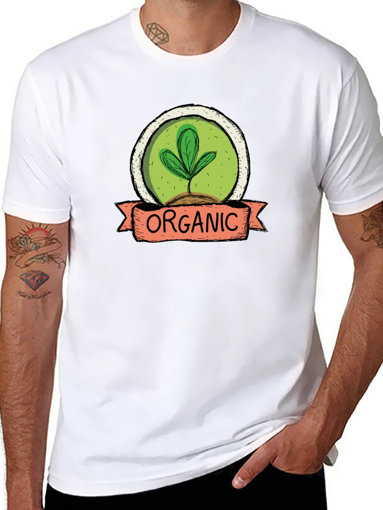 Camiseta Hombre Algodón Orgánico Diseño Planta