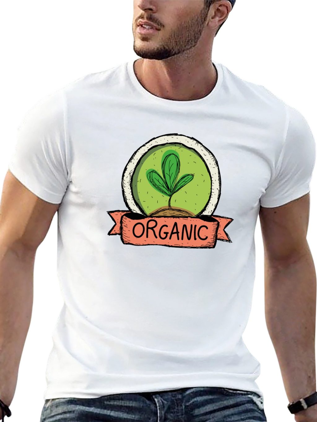 Camiseta Hombre Algodón Orgánico Diseño Planta