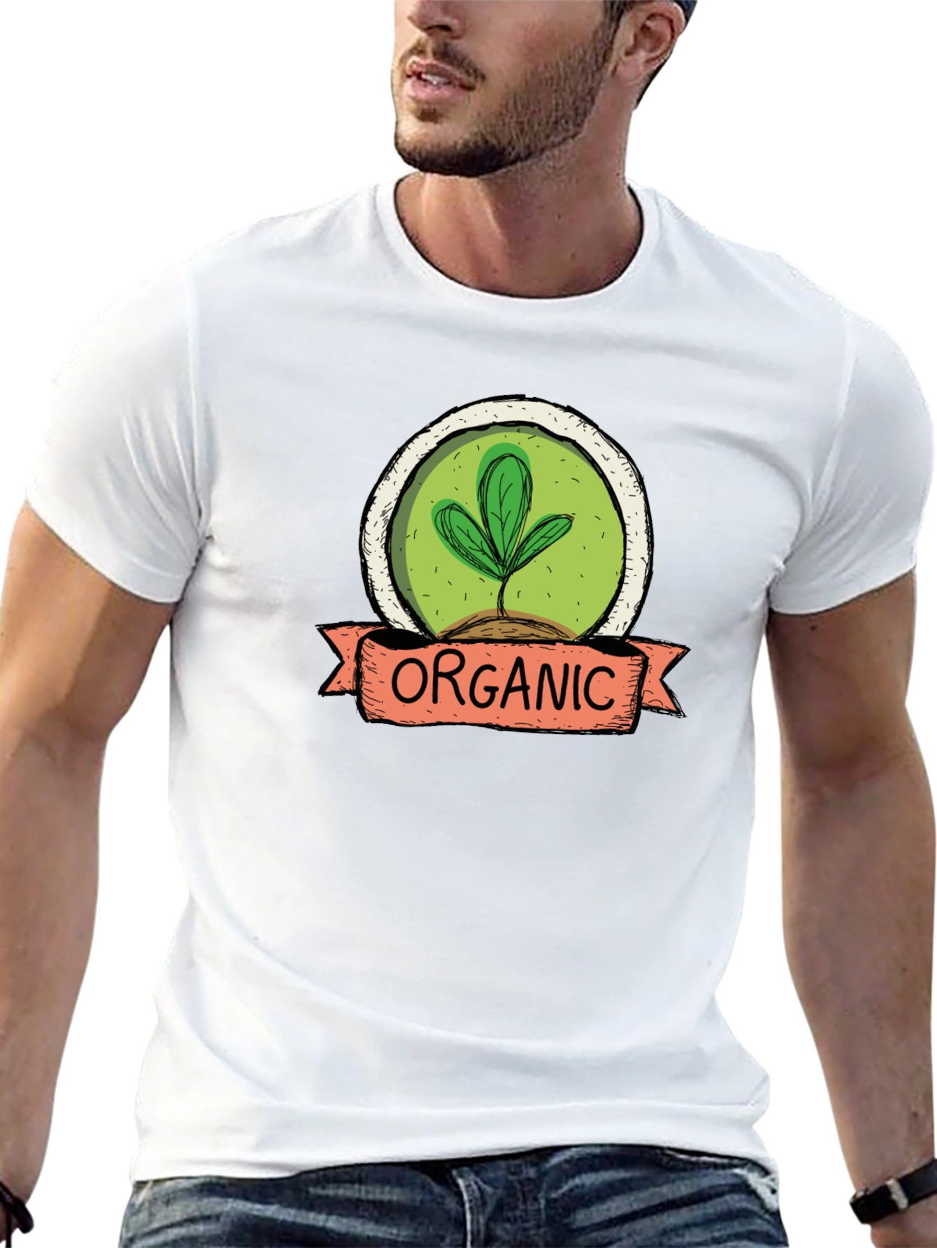 Camiseta Hombre Algodón Orgánico Diseño Planta