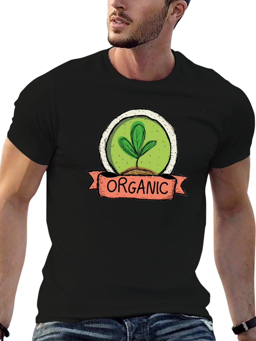 Camiseta Hombre Algodón Orgánico Diseño Planta