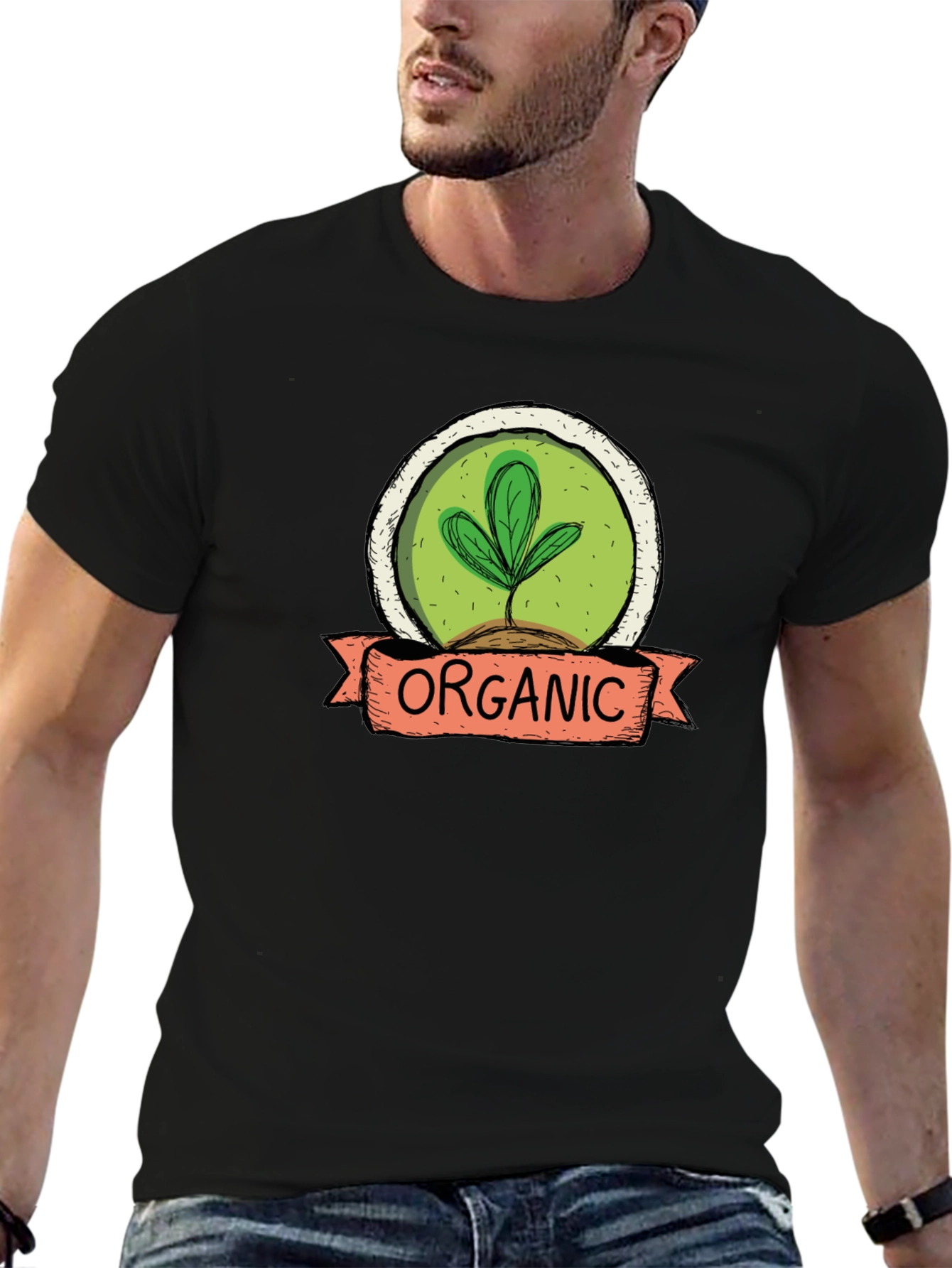 Camiseta Hombre Algodón Orgánico Diseño Planta