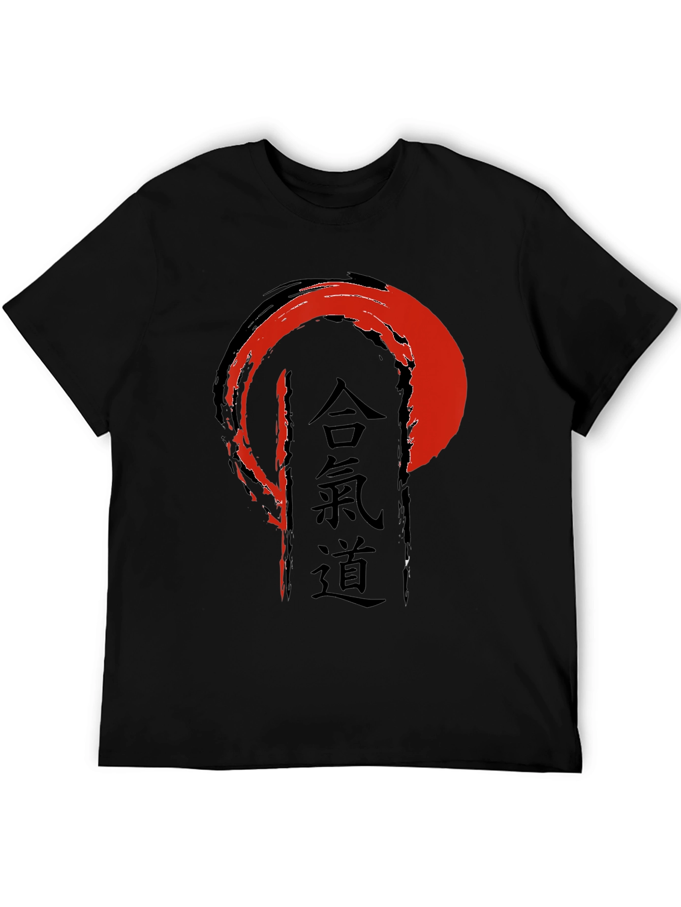 Camiseta Negra con Diseño Aikido Japonés