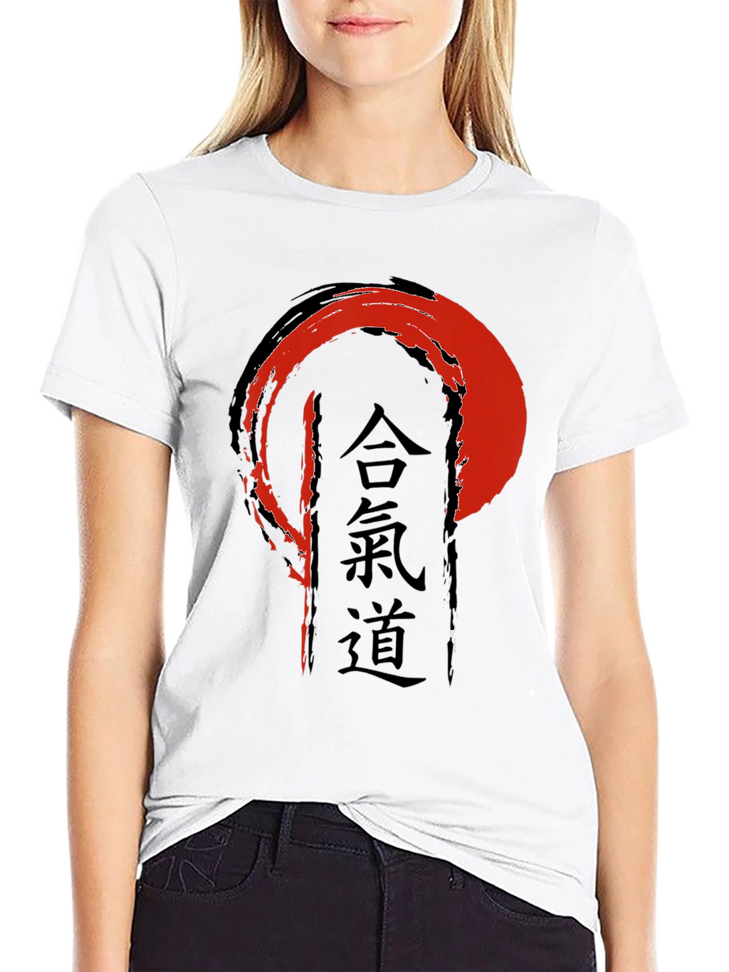 Camiseta Negra con Diseño Aikido Japonés