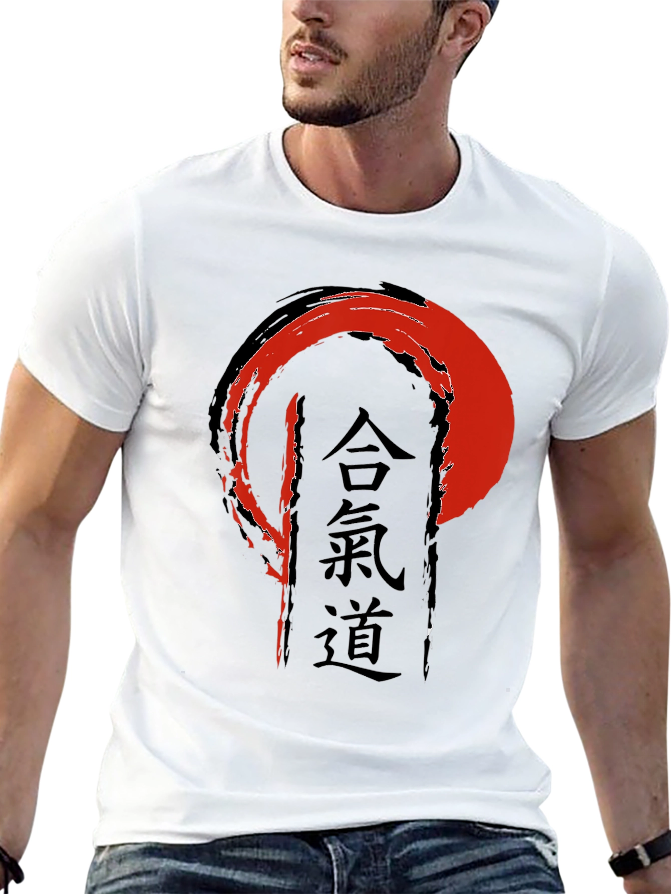 Camiseta Negra con Diseño Aikido Japonés