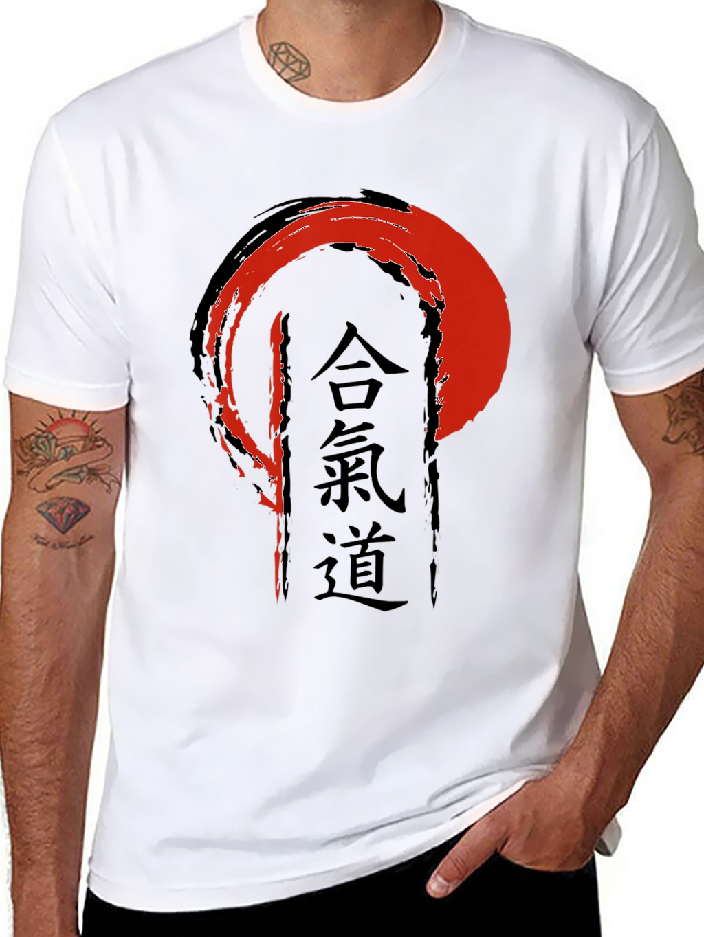Camiseta Negra con Diseño Aikido Japonés