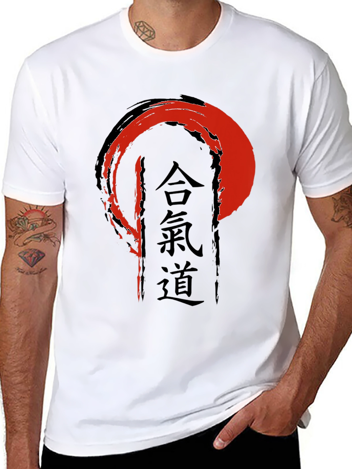 Camiseta Negra con Diseño Aikido Japonés