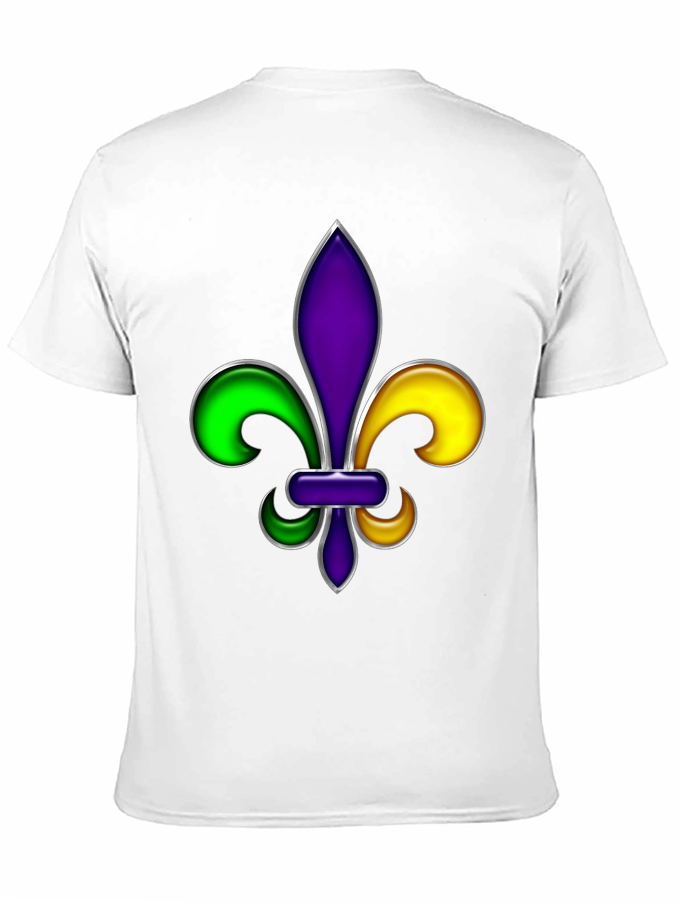 Camiseta Negra con Diseño de Flor de Lis Mardi Gras