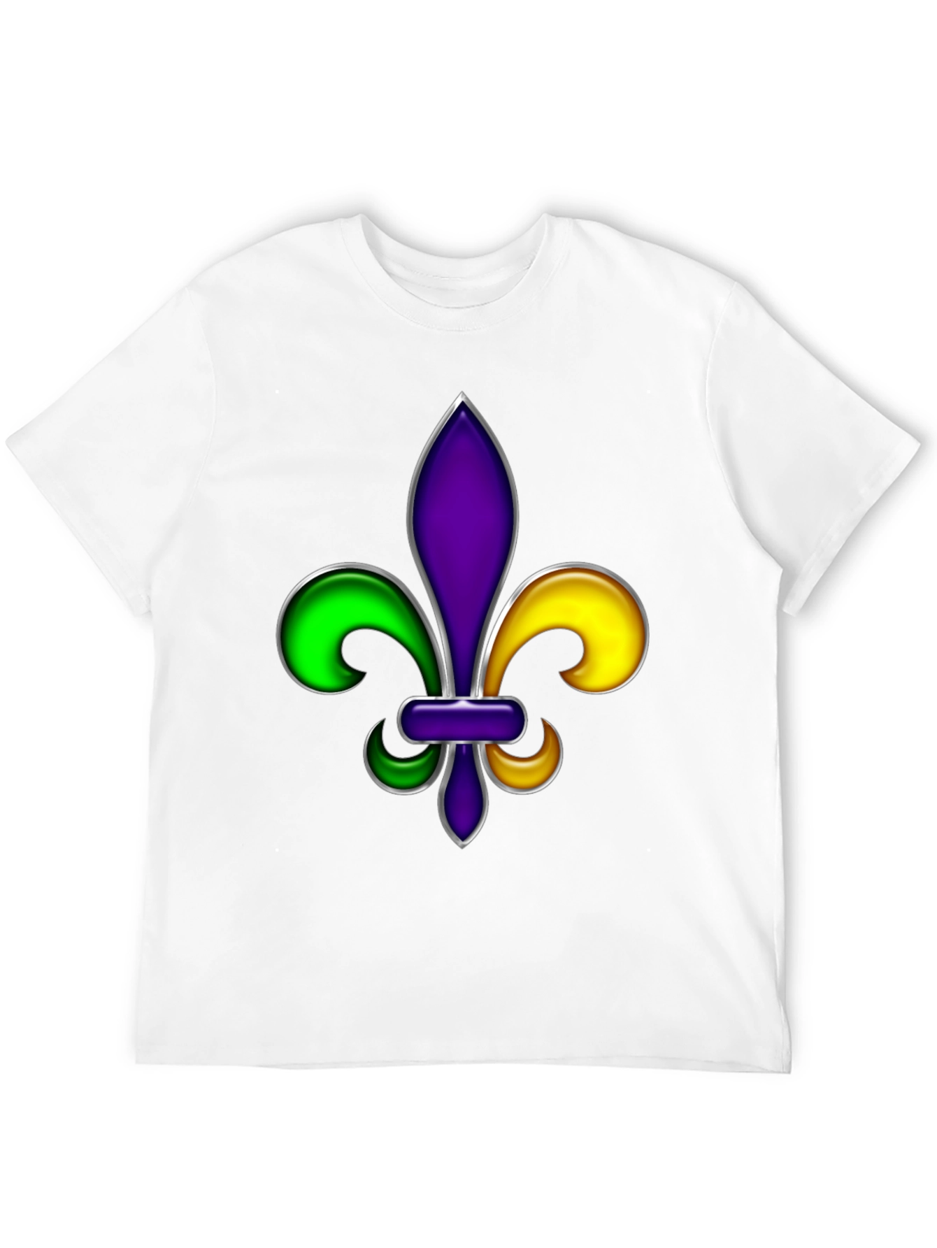 Camiseta Negra con Diseño de Flor de Lis Mardi Gras