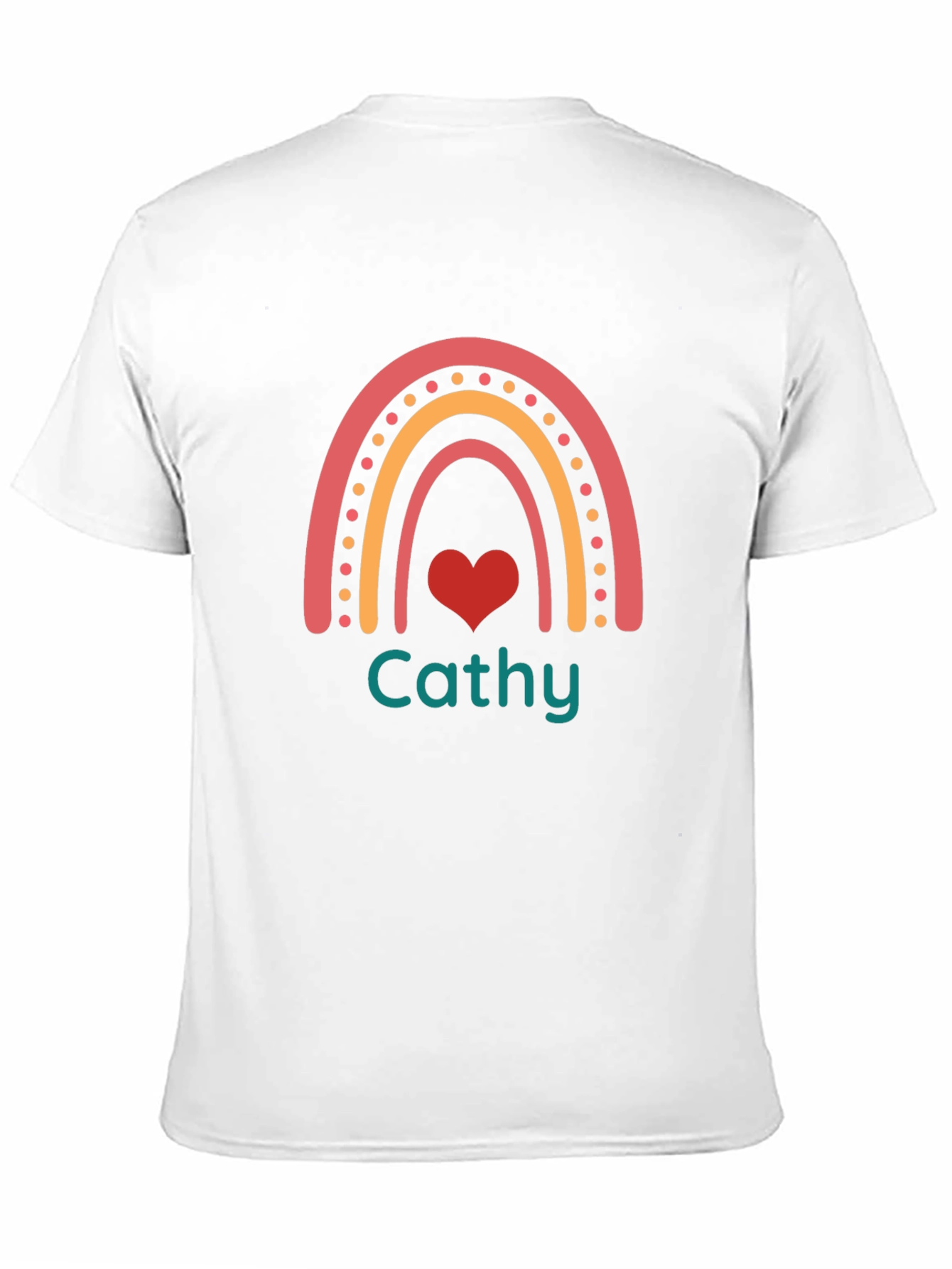 Camiseta Negra con Arco Iris y Corazón Personalizado