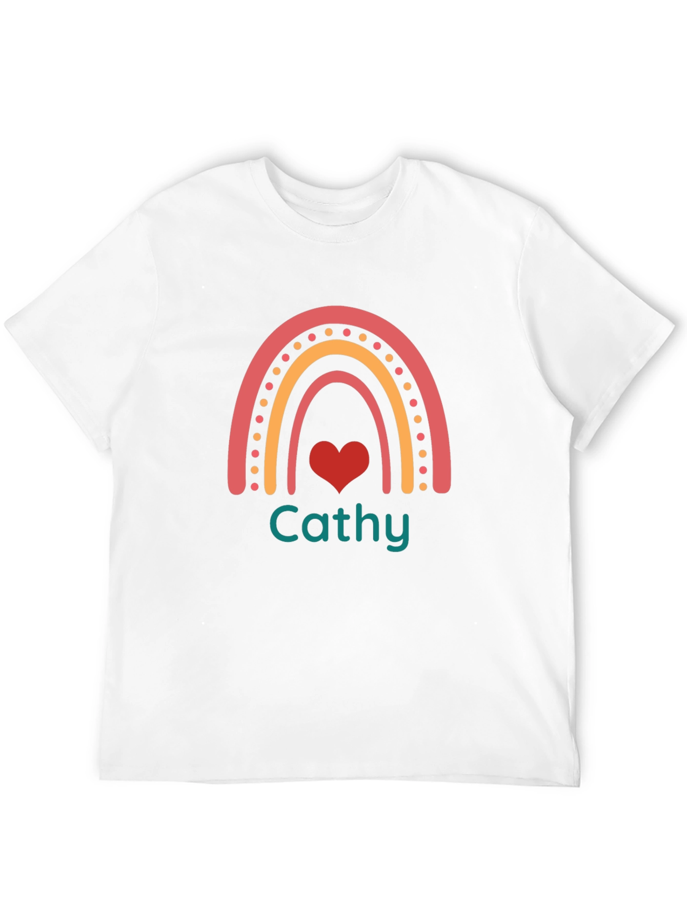 Camiseta Negra con Arco Iris y Corazón Personalizado