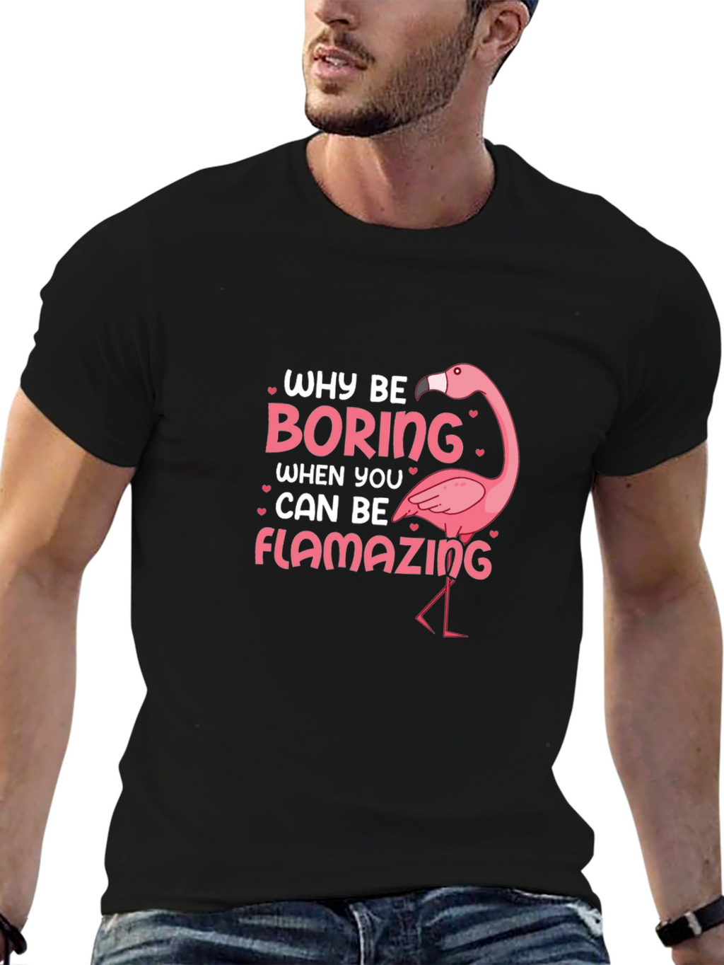 Camiseta Negra con Diseño de Flamenco Flamazing