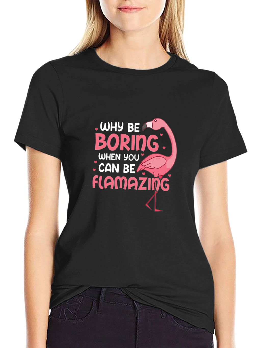 Camiseta Negra con Diseño de Flamenco Flamazing