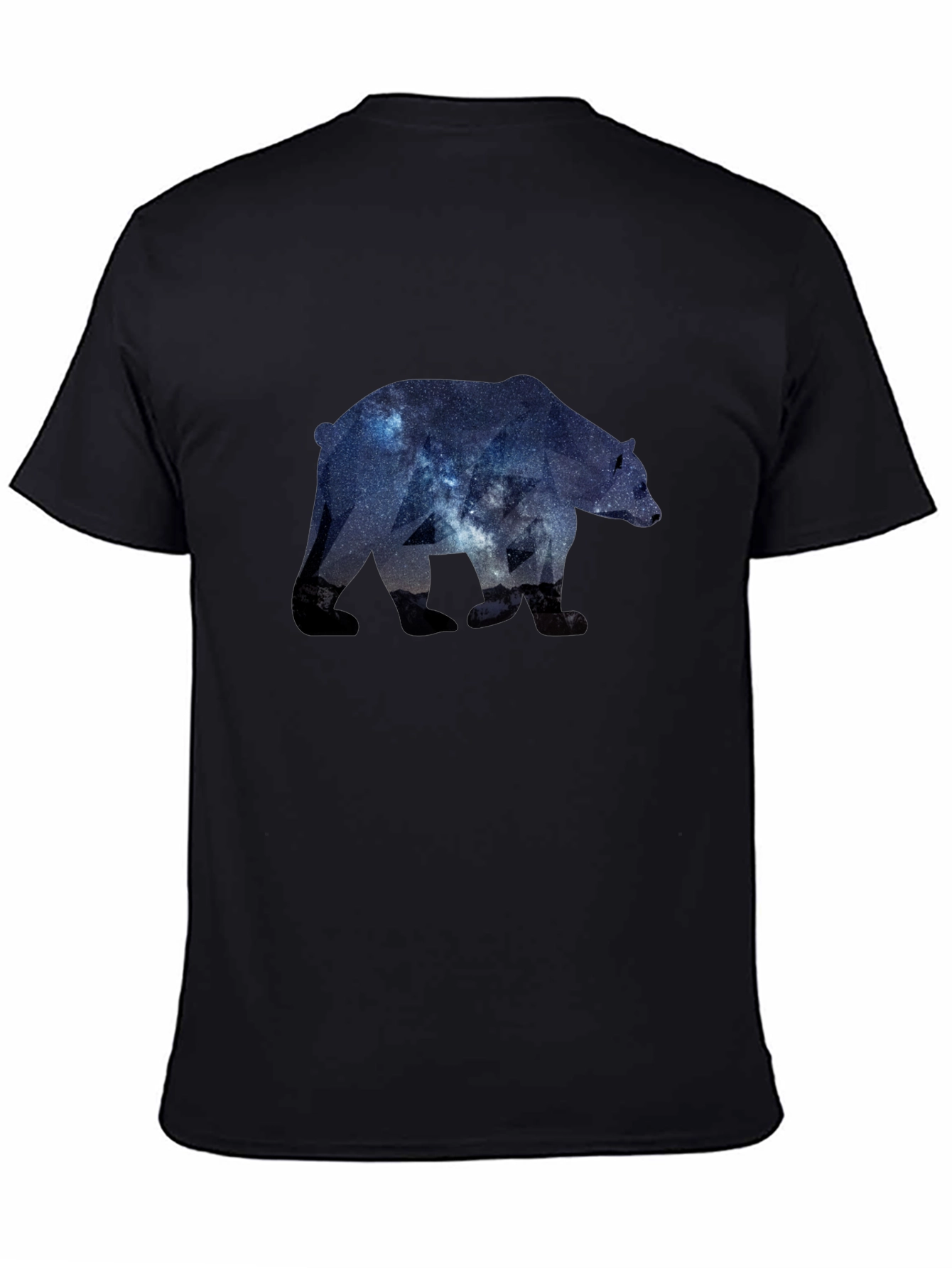 Camiseta Negra con Diseño de Oso Galáctico
