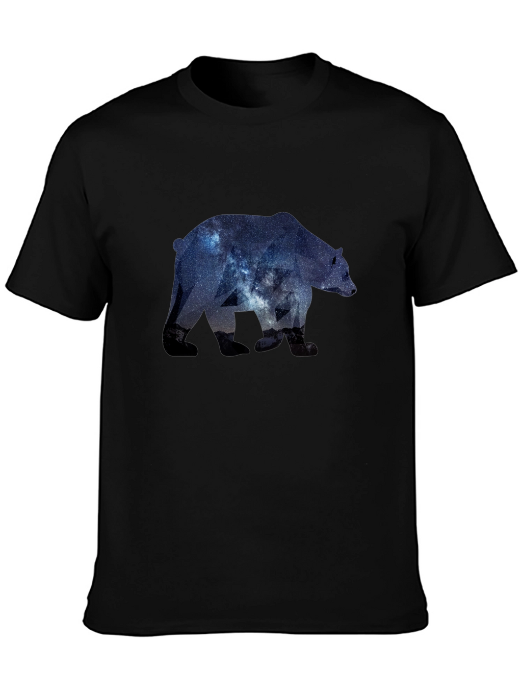 Camiseta Negra con Diseño de Oso Galáctico