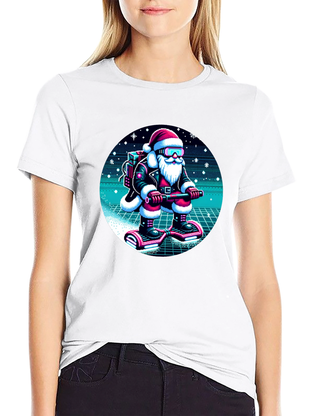 Camiseta Navideña Santa Retro