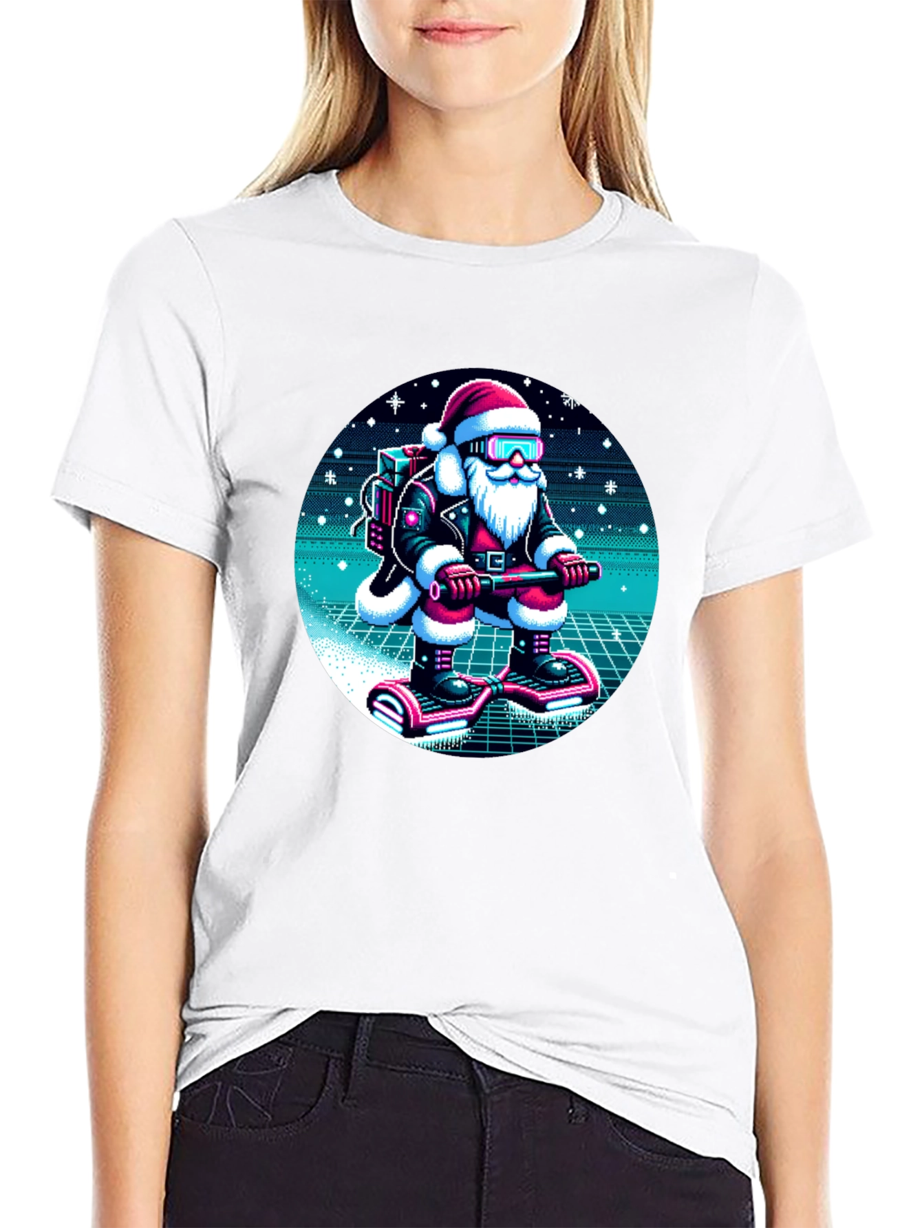Camiseta Navideña Santa Retro