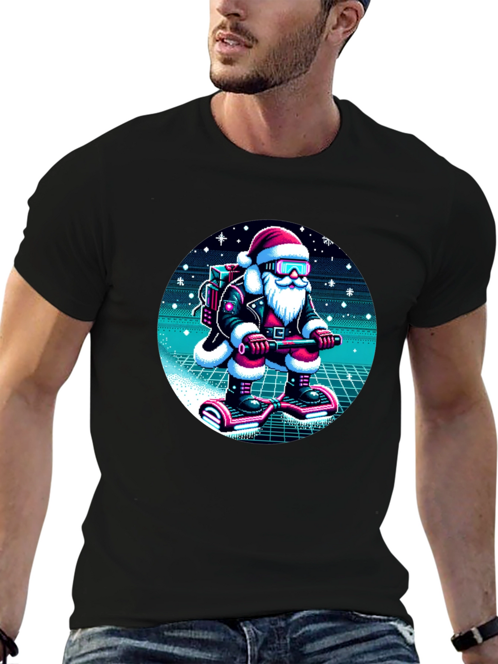Camiseta Navideña Santa Retro