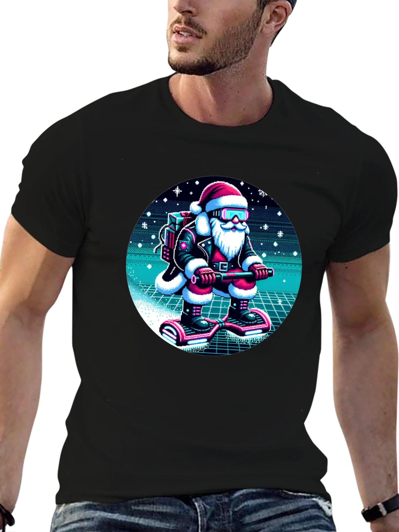 Camiseta Navideña Santa Retro