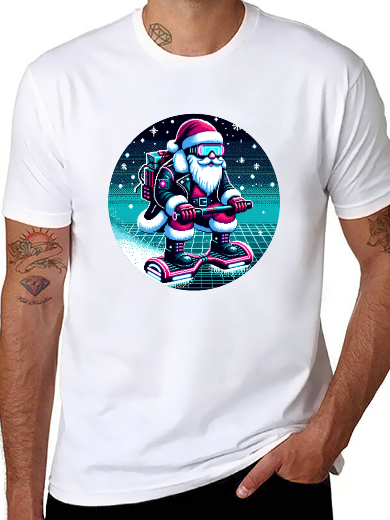 Camiseta Navideña Santa Retro
