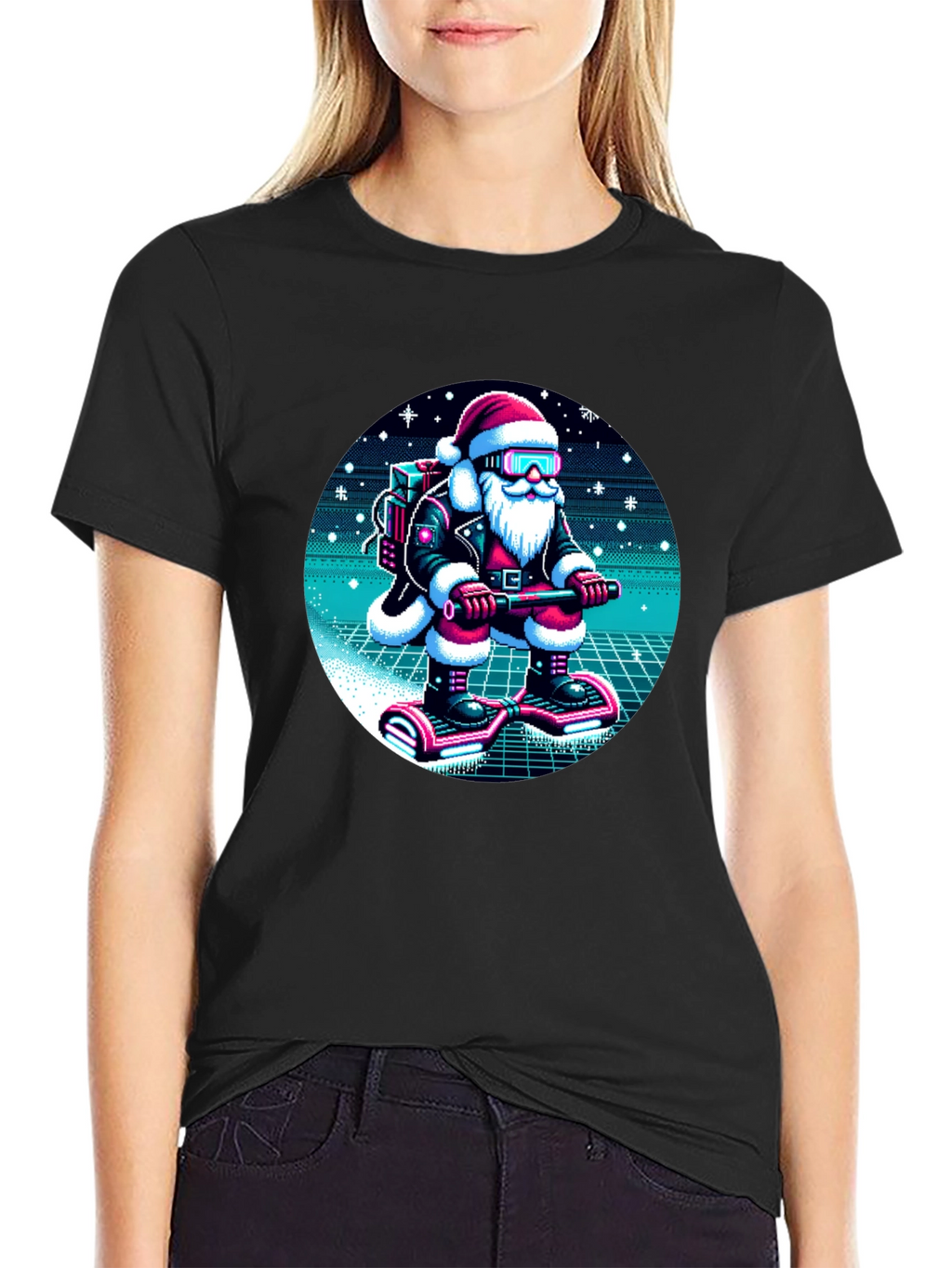 Camiseta Navideña Santa Retro