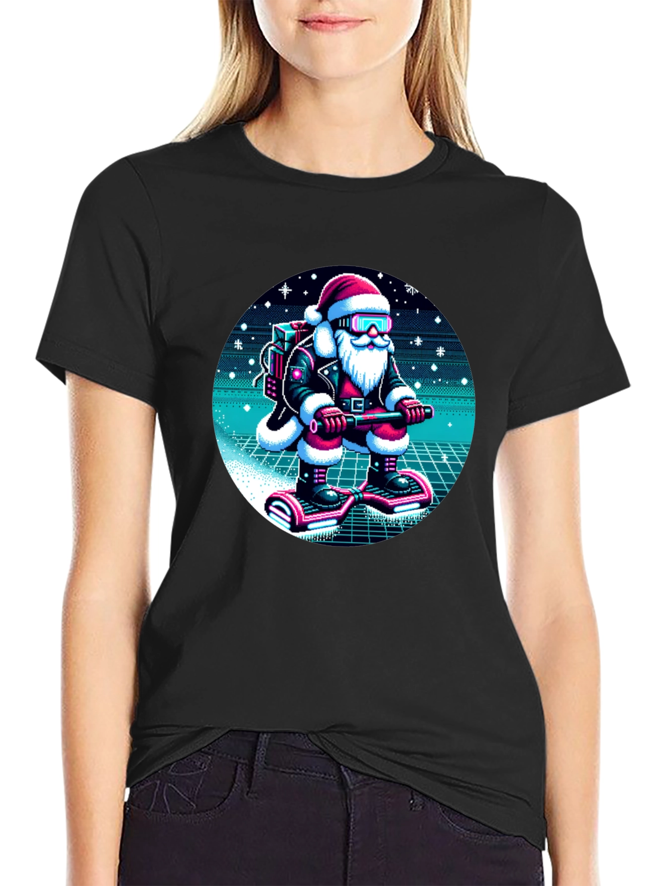 Camiseta Navideña Santa Retro