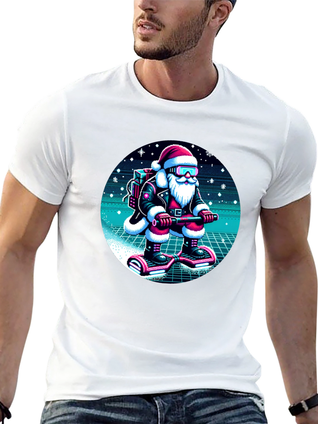 Camiseta Navideña Santa Retro