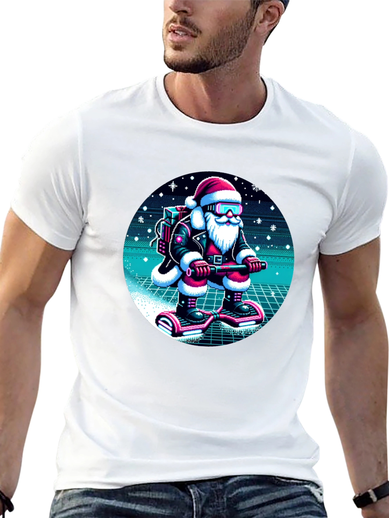Camiseta Navideña Santa Retro