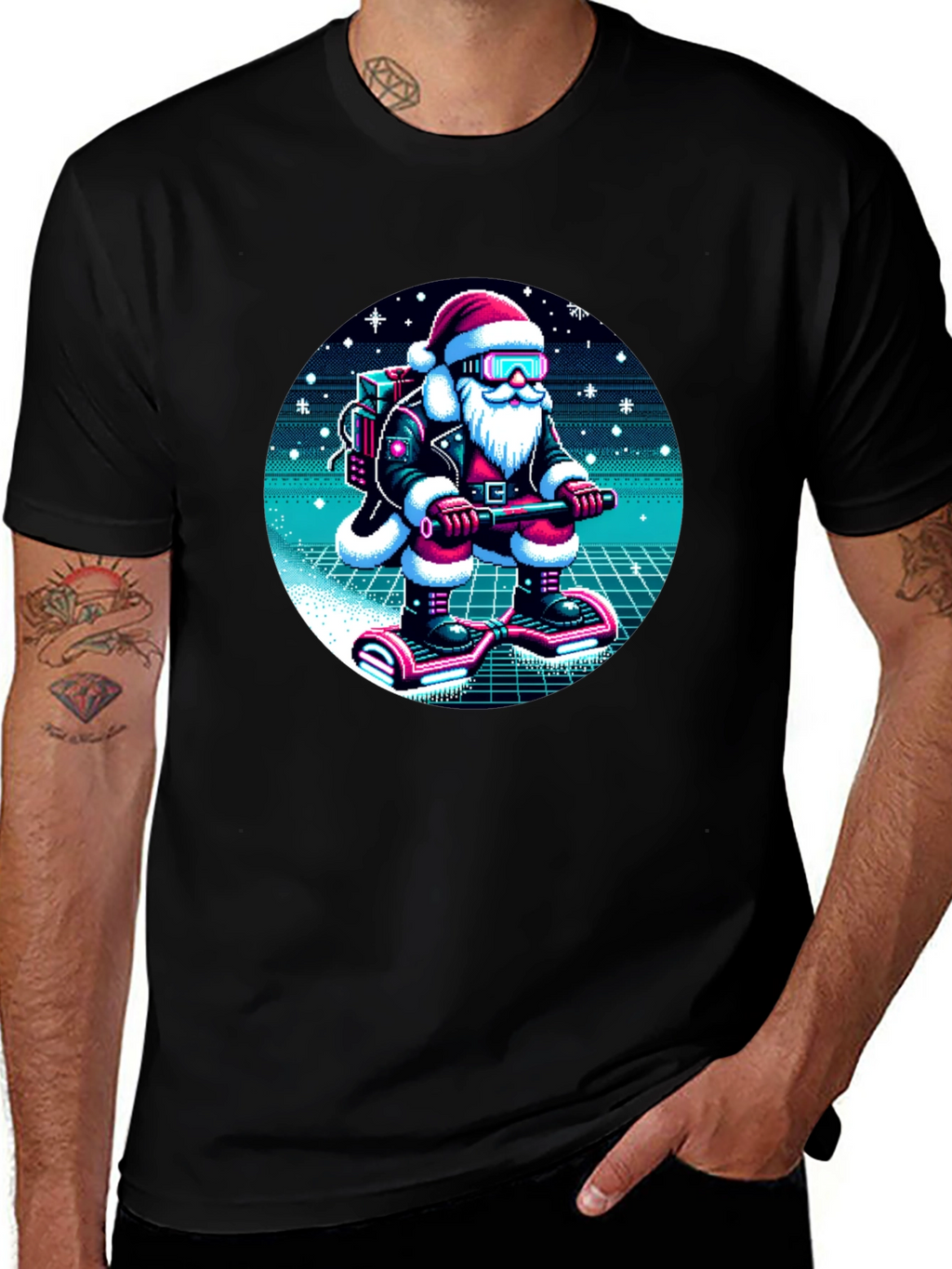 Camiseta Navideña Santa Retro