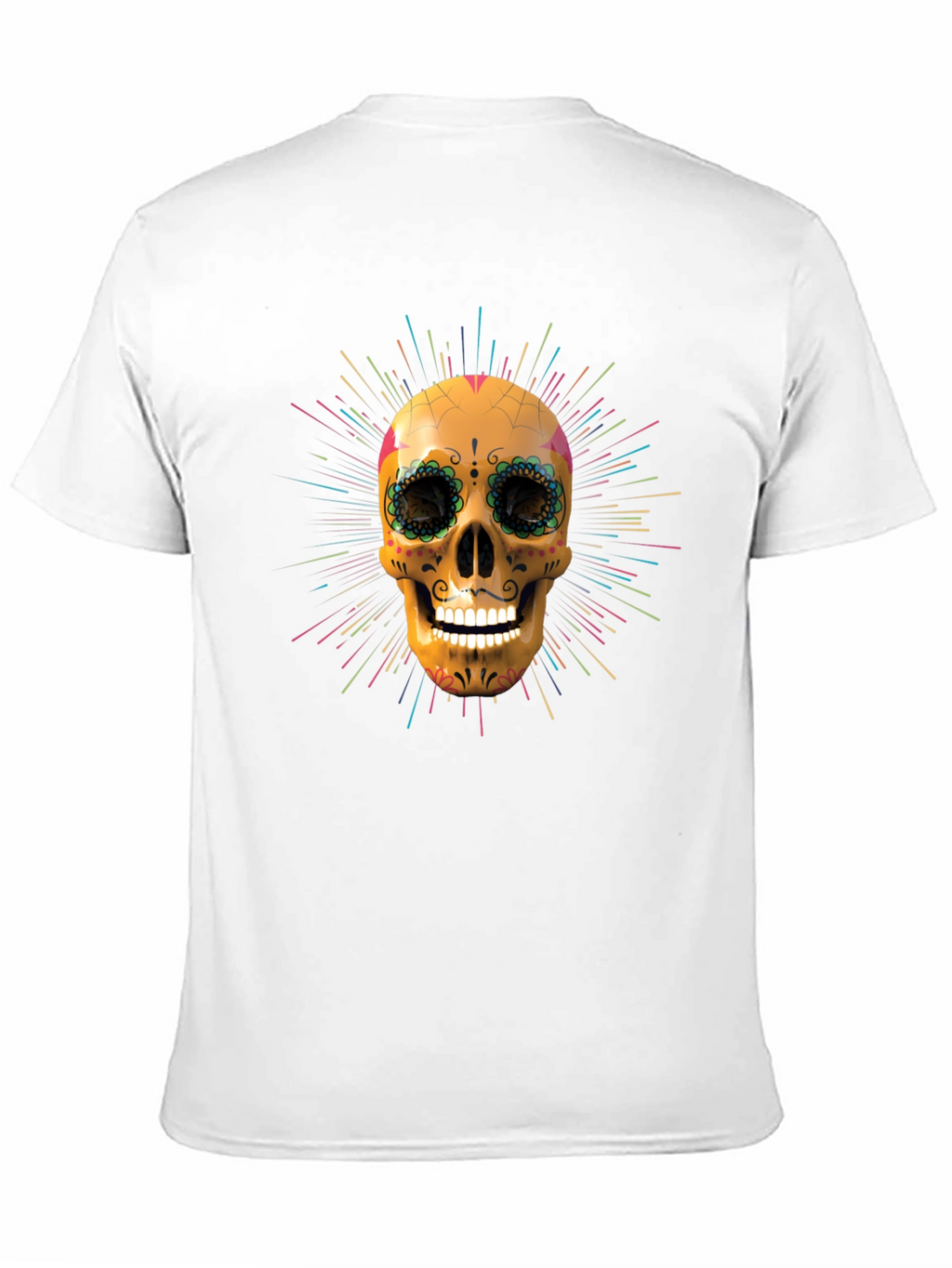 Camiseta Negra con Calavera de Azúcar Vibrante