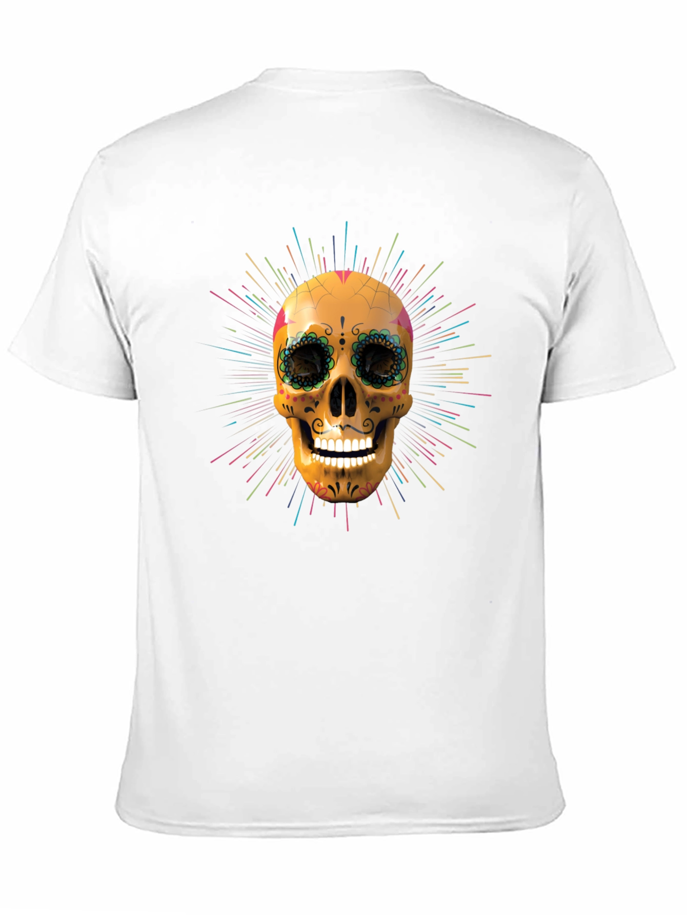 Camiseta Negra con Calavera de Azúcar Vibrante