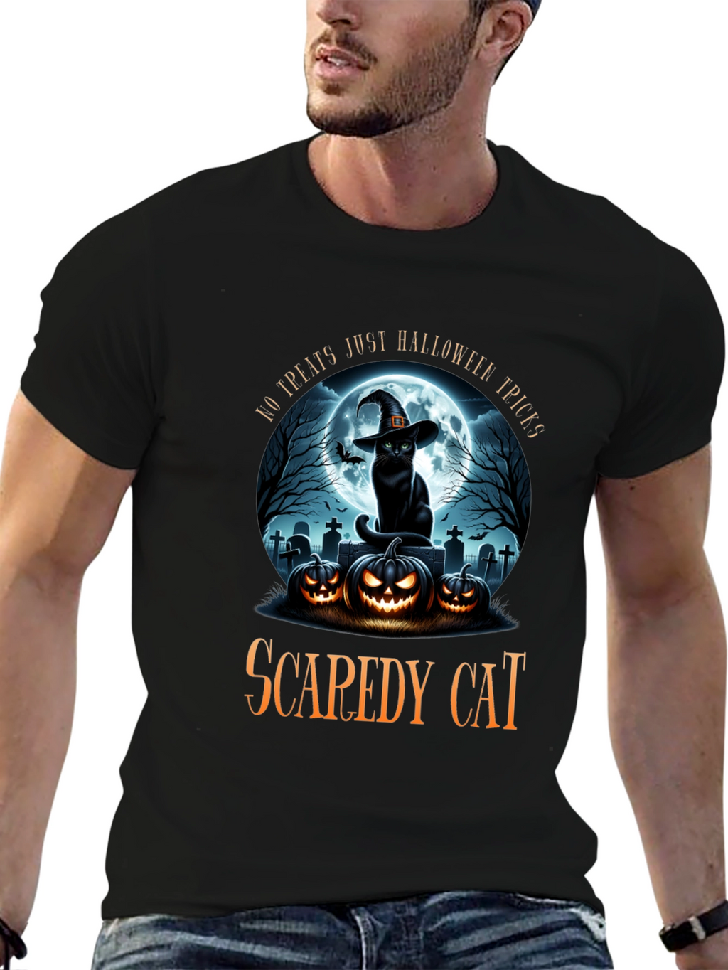 Camiseta Halloween Gato Asustadizo
