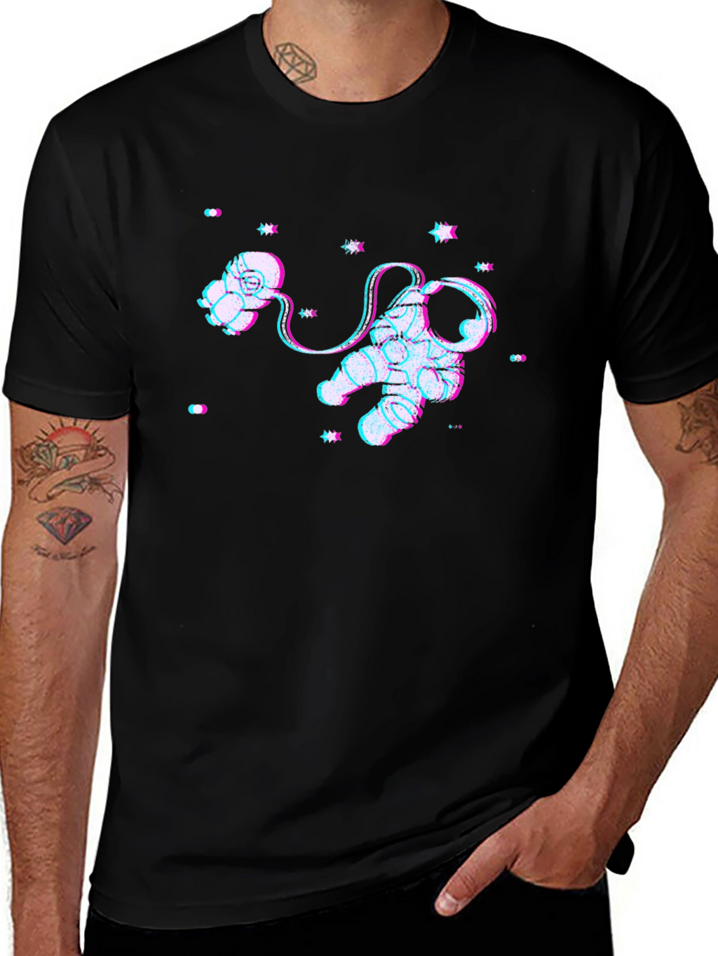 Camiseta Negra con Diseño de Astronauta Espacial