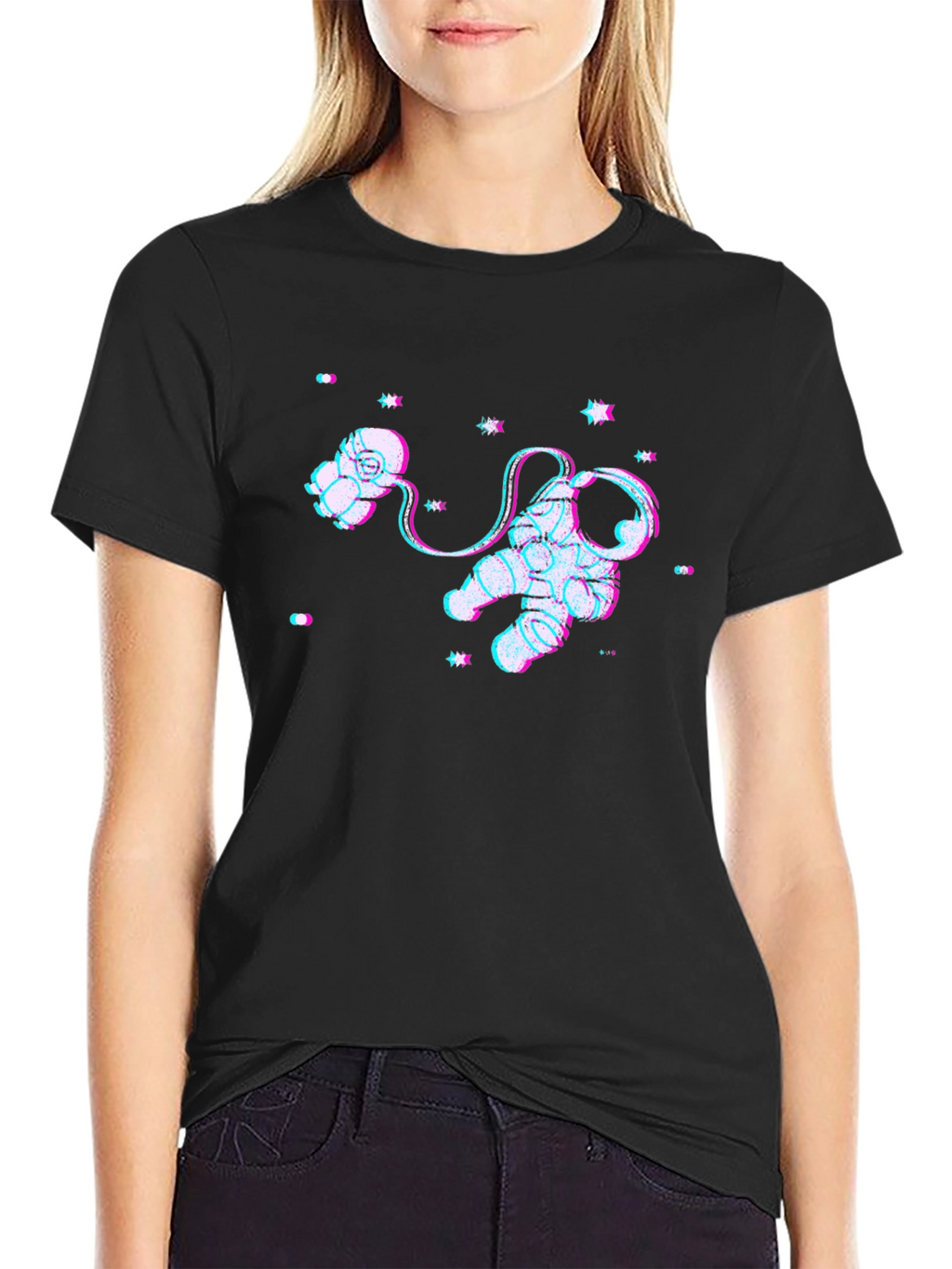 Camiseta Negra con Diseño de Astronauta Espacial